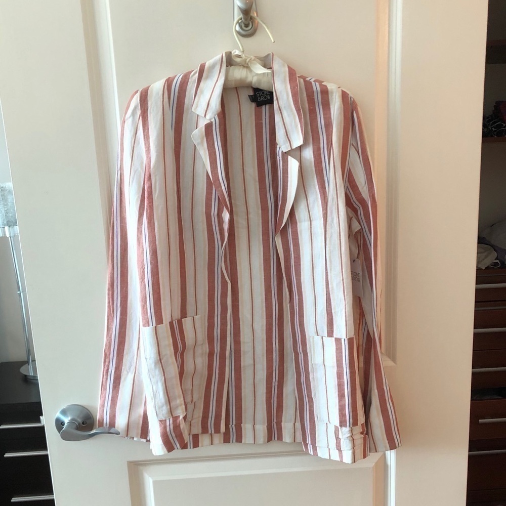 NWT Stone Row Stripped Linen Blazer Size XS